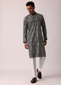 Elegant Black Silk Kurta Set For Men