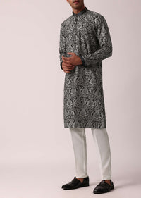 Elegant Black Silk Kurta Set For Men