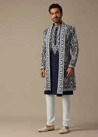 Elegant Blue Groom's Indowestern Ensemble