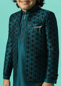 Elegant Blue Sherwani Set For Boys