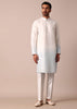 Elegant Blue Ombre Silk Jacket Kurta Set For Men