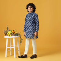 Elegant Blue Silk Kurta Set For Boys