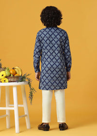 Elegant Blue Silk Kurta Set For Boys