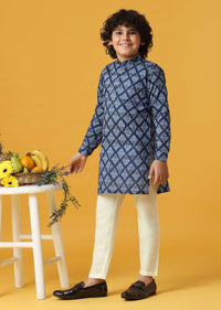 Elegant Blue Silk Kurta Set For Boys