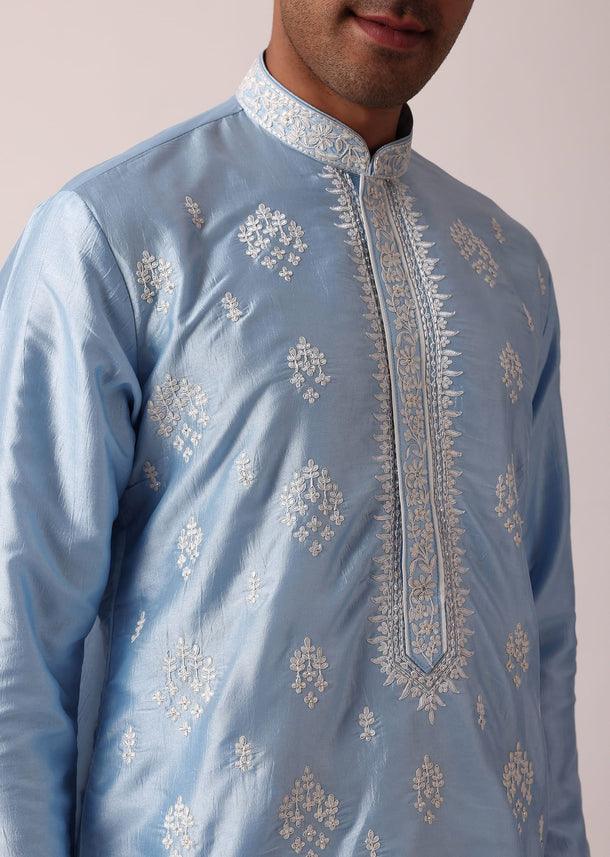 Timeless Blue Silk Kurta Set For Men