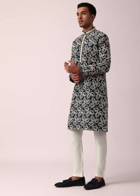 Elegant Blue Silk Kurta Set With Exquisite Thread Work