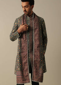 Elegant Brown Sequin Printed Kurta Set