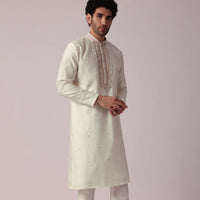 Elegant Embroidered Festive Kurta Set For Men