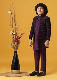 Elegant Embroidered Sherwani Set For Boys