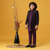 Elegant Embroidered Sherwani Set For Boys