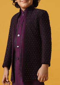 Elegant Embroidered Sherwani Set For Boys