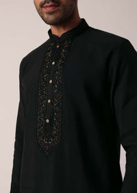 Elegant Festive Black Kurta Set For Men