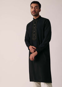 Elegant Festive Black Kurta Set For Men