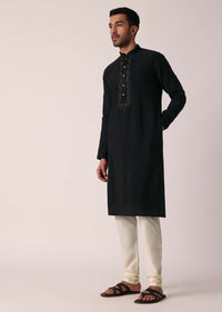 Elegant Festive Black Kurta Set For Men