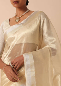 Elegant Gold Tissue Silk Saree With Unstitched Blouse Fabric