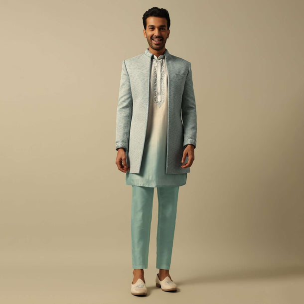 Elegant Green Ombre Indowestern For Men