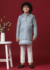 Elegant Grey Silk Sherwani Set for Boys