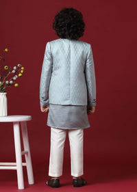 Elegant Grey Silk Sherwani Set for Boys