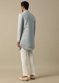 Elegant Grey Textured Indowestern Set