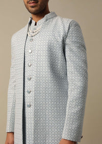 Elegant Grey Textured Indowestern Set