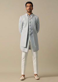 Elegant Grey Textured Indowestern Set