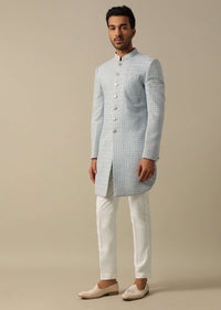 Elegant Grey Textured Indowestern Set