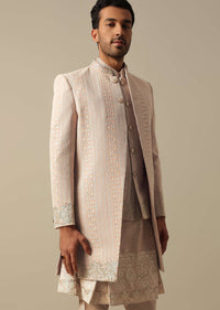 Elegant Peach Indowestern Sherwani Set