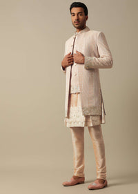 Elegant Peach Indowestern Sherwani Set