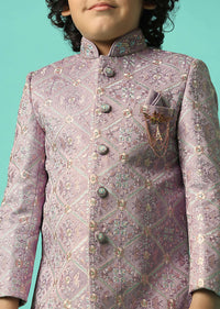 Elegant Peach Sherwani Set For Boys