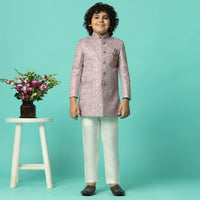 Elegant Peach Sherwani Set For Boys