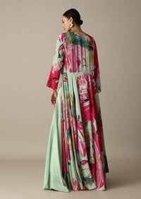 Elegant Pista Green Silk Palazzo Set With Exquisite Prints