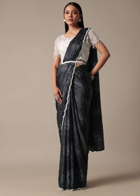 Elegant Pleated Printed Saree With Embellished Ready Blouse