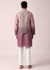 Elegant Purple Silk Embroidered Jacket Kurta Set