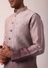 Elegant Purple Silk Embroidered Jacket Kurta Set
