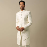 Elegant Sequins Embroidered Indowestern Sherwani Set