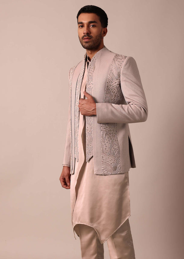 Elegant Stylish Peach Indowestern For Men