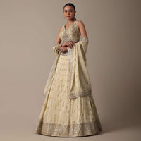 Elegant White Chanderi Embellished Lehenga Set