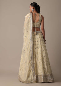 Elegant White Chanderi Embellished Lehenga Set