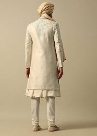 Classic White Raw Silk Sherwani