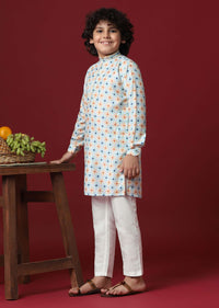 Elegant White Silk Kurta Set For Boys