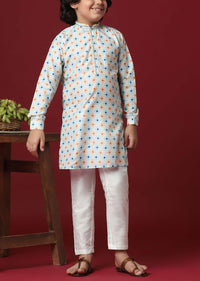 Elegant White Silk Kurta Set For Boys