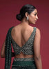Emerald Green Crop Top In Net Heavily Embellished With Cut Dana Work In Geometric Pattern
