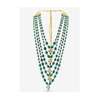 Emerald Green Layered Necklace With Beads And Kundan Centre Piece By Prerto