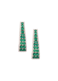 Emerald Green Elongated Hoops In 92.5 Silver