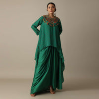 Emerald Green Bandhani Print Dhoti Set