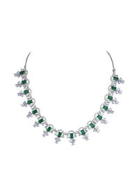 Emerald Short Necklace Set With Zirconia Stones