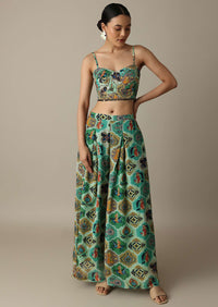 Enchanting Green Chiffon Printed Palazzo Set