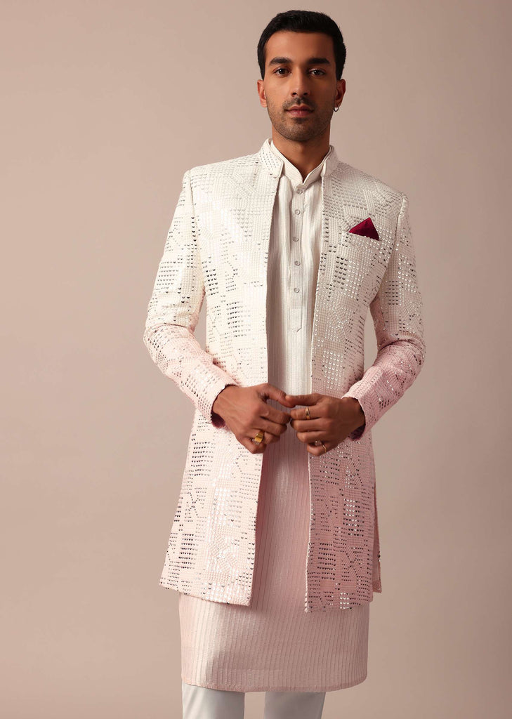 Enchanting Pink Silk Sherwani Set