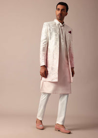 Enchanting Pink Silk Sherwani Set