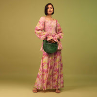Candy Pink Print Top And Palazzo In Crepe With Off-shoulder Neckline And Smocking Bodice Online - RE By Kalki